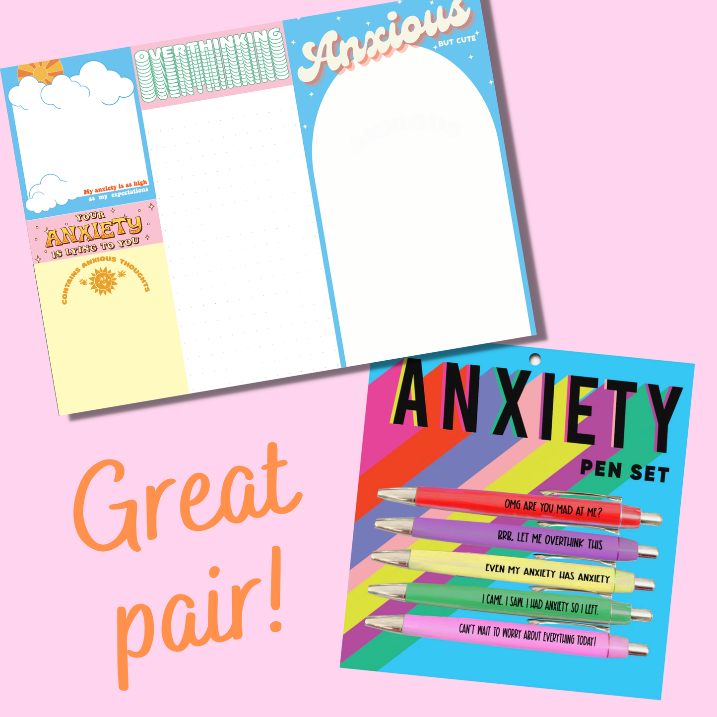 Pair this Anxiety Notepad Set with our collection of Pens and Gifts