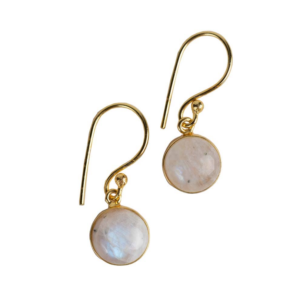 Elegant moonstone earrings with teardrop shape on brass hooks