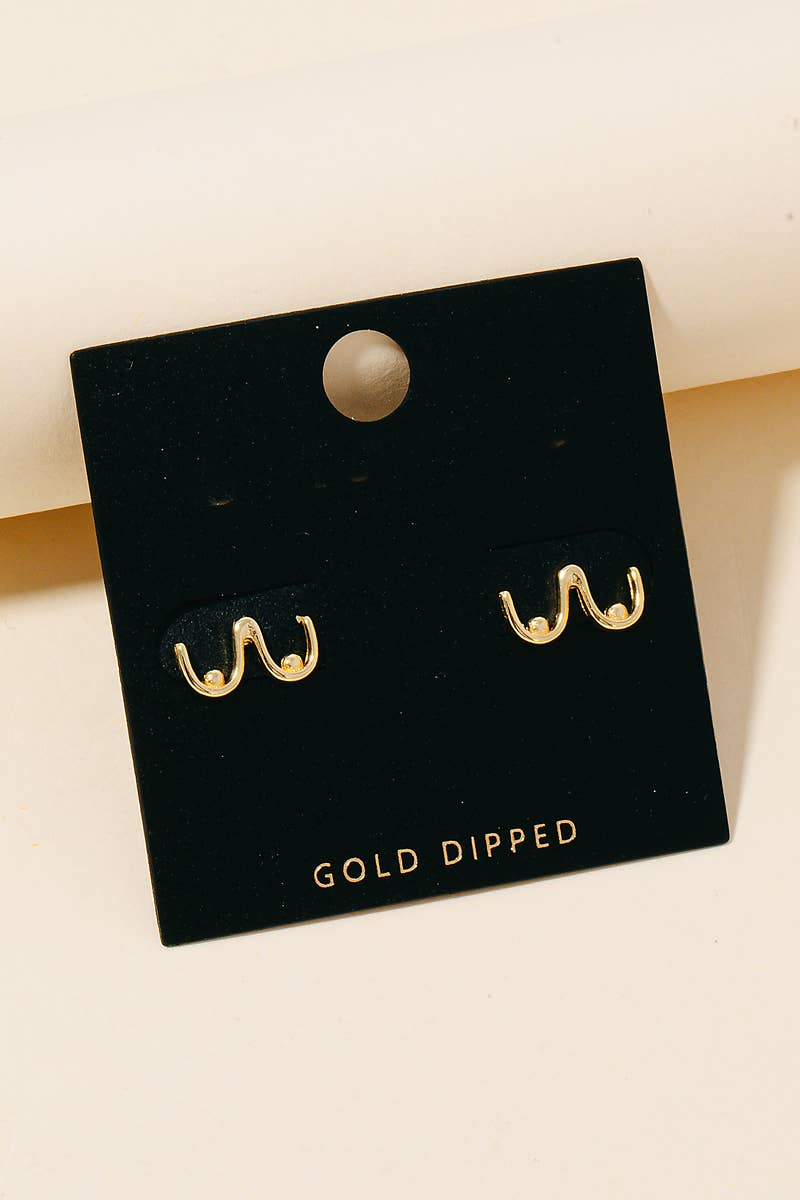 Gold dipped breast outline stud earrings for a bold statement