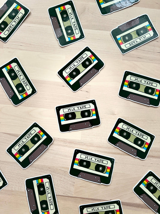 Mix tape vinyl sticker for nostalgic music lovers