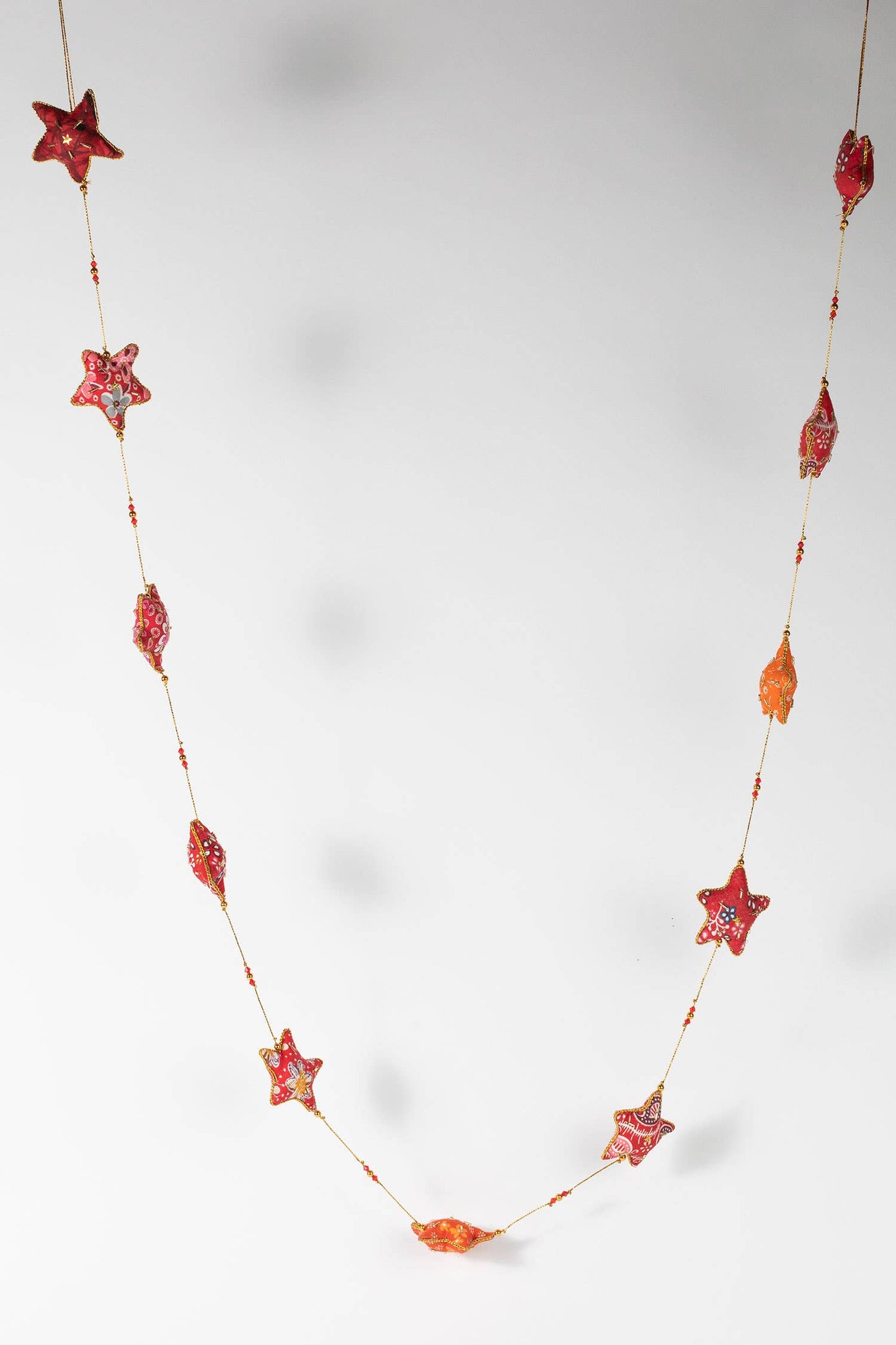 Star garland draped showcasing its length