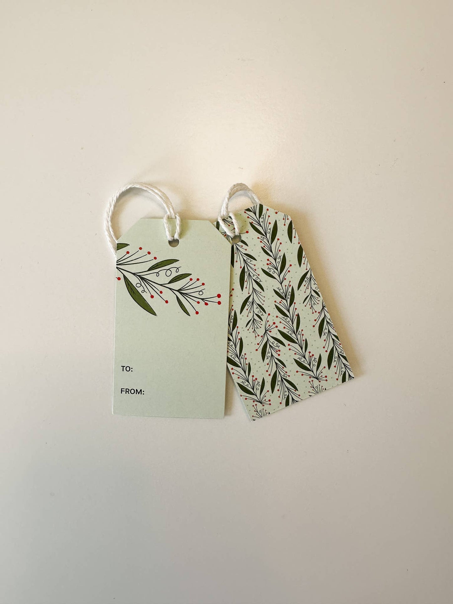 Eco-friendly Christmas gift tags with twine and nostalgic illustrations