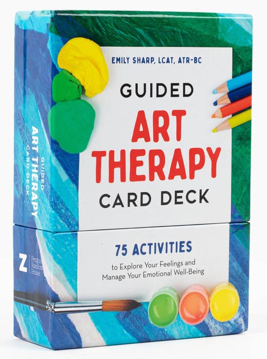 Guided Art Therapy Card Deck packaging with colorful design and text.