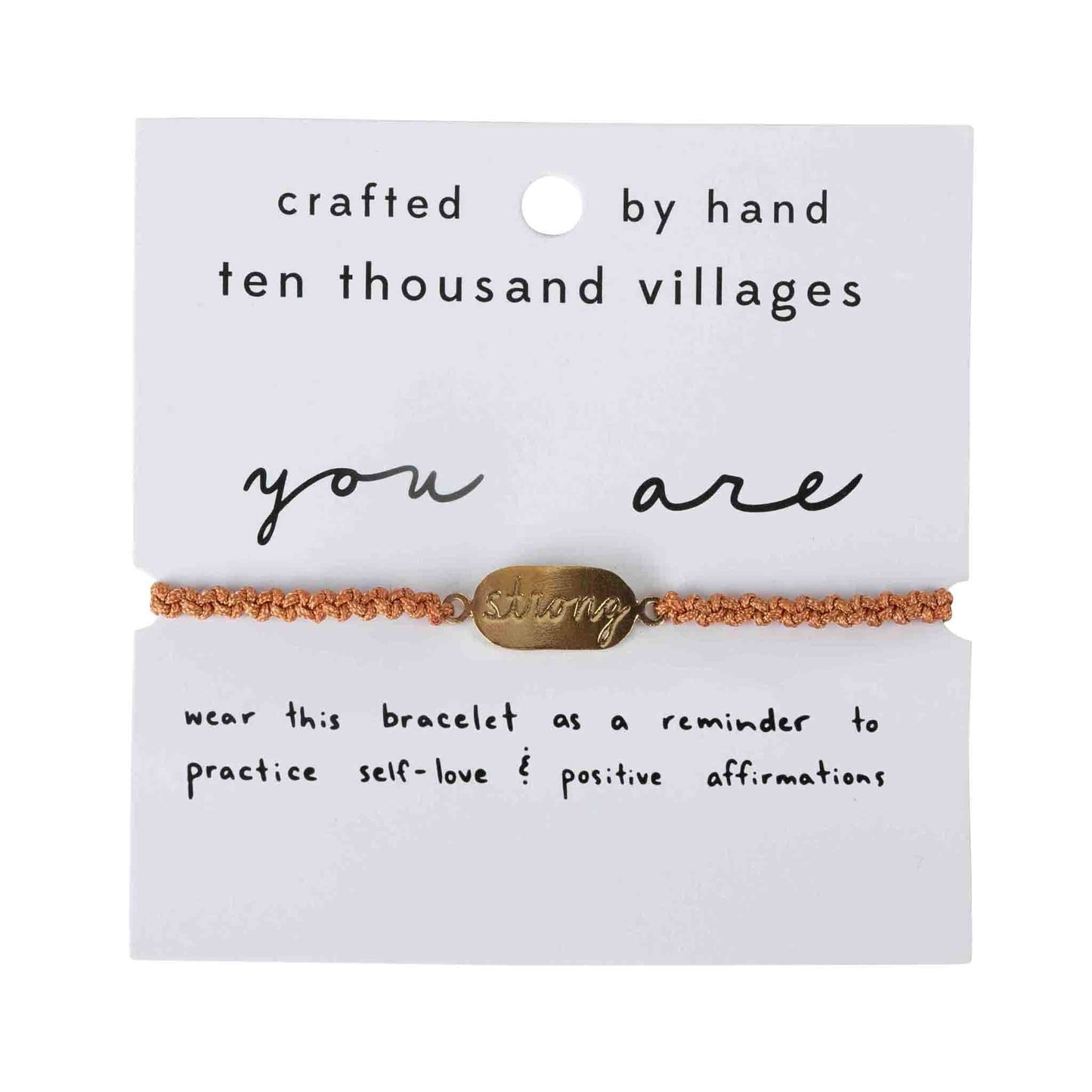 Bracelet with 'you are' message on a card from Ten Thousand Villages
