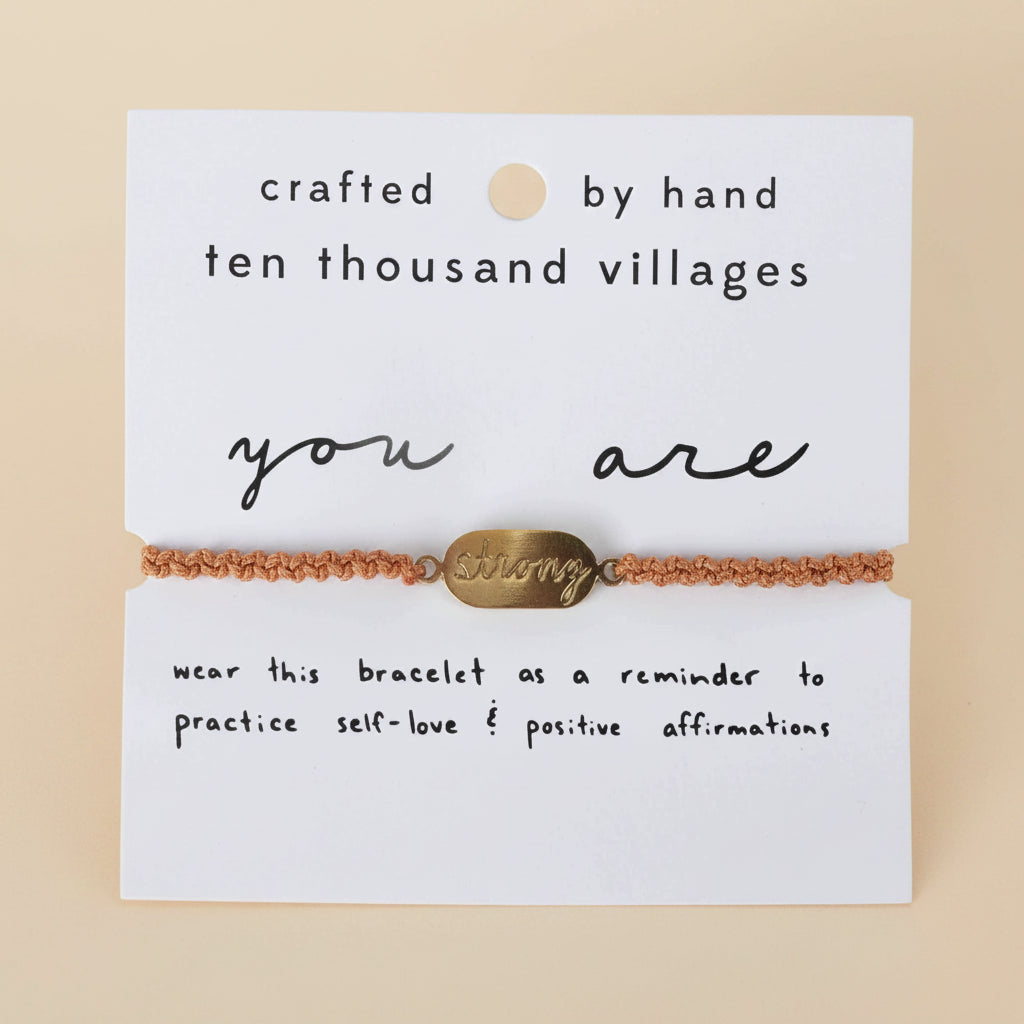 Bracelet with 'you are' message on a card from Ten Thousand Villages