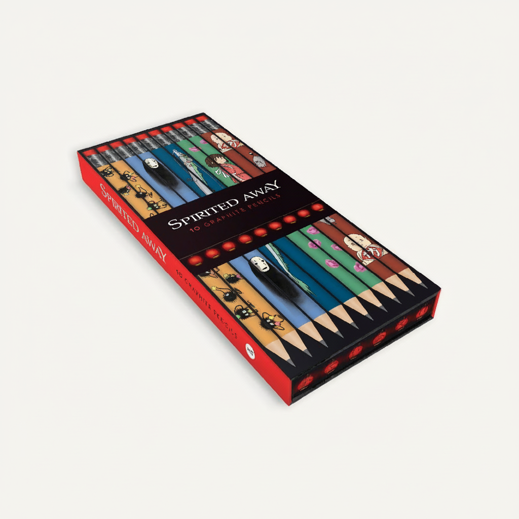 Set of 10 Spirited Away graphite pencils featuring beloved Studio Ghibli characters