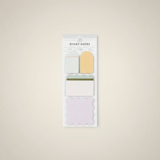 Pack of colorful sticky notes with a white background