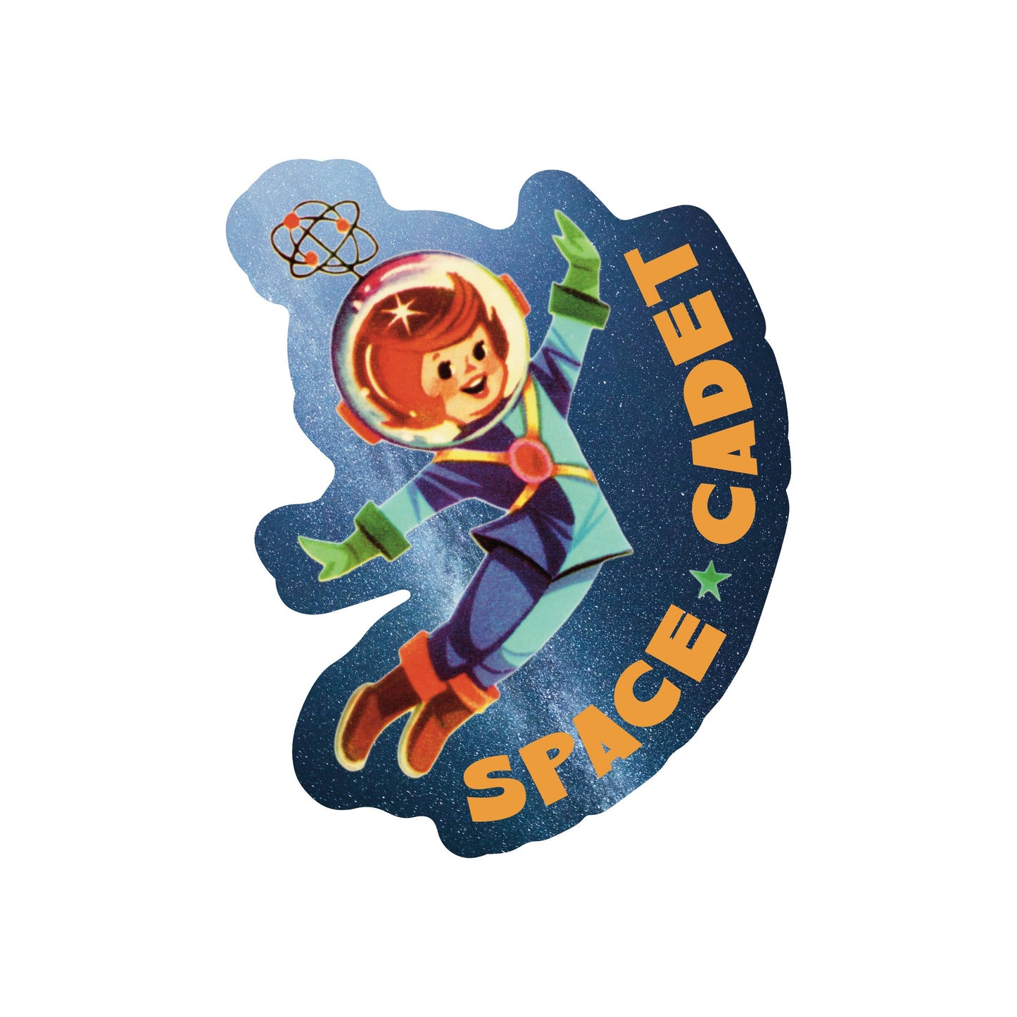 Vintage Woman Space Cadet Vinyl Sticker - Retro Space Design