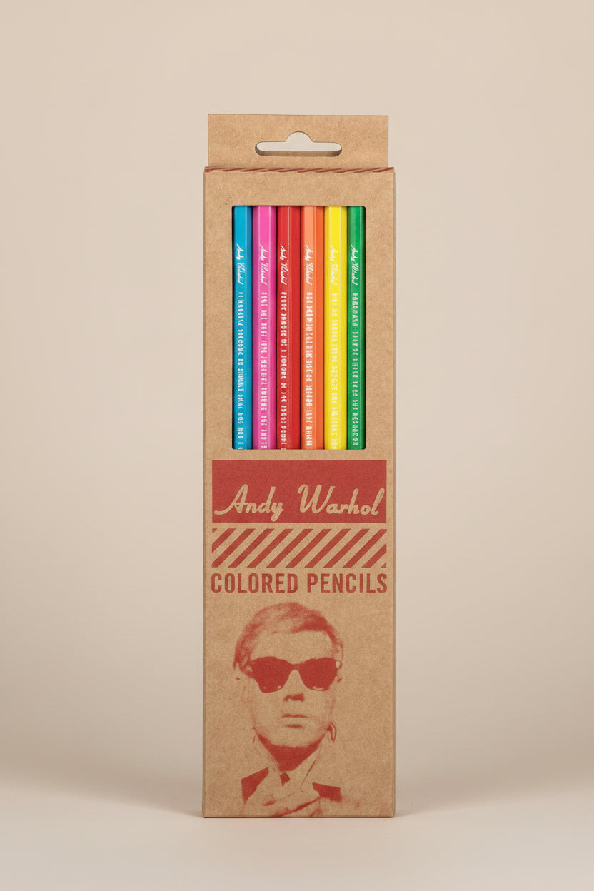 Andy Warhol colored pencil set with 8 pencils in a sleek paper box