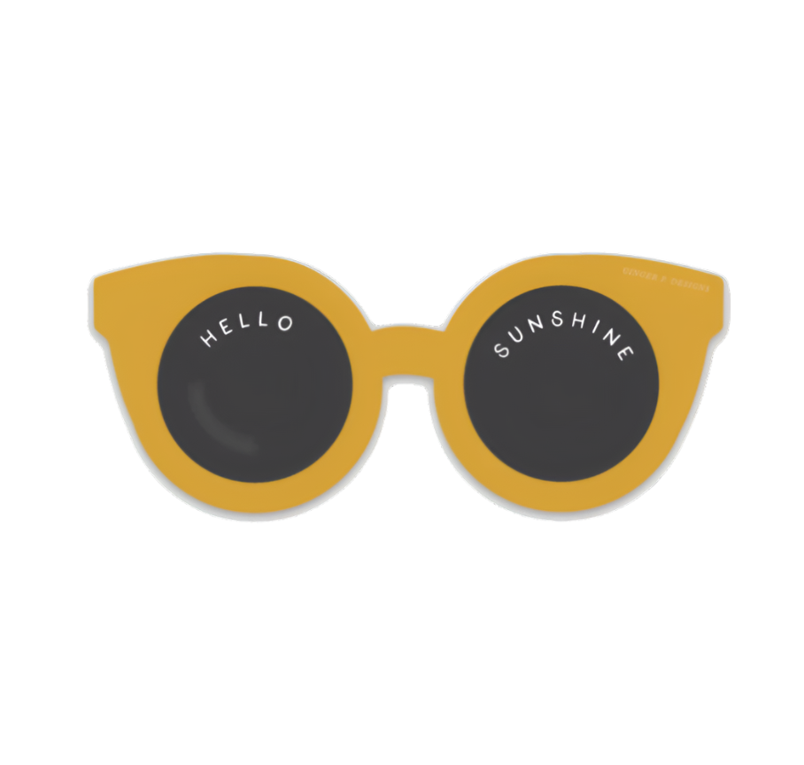 Bright Yellow Retro Sunglasses Vinyl Sticker - "Hello Sunshine"