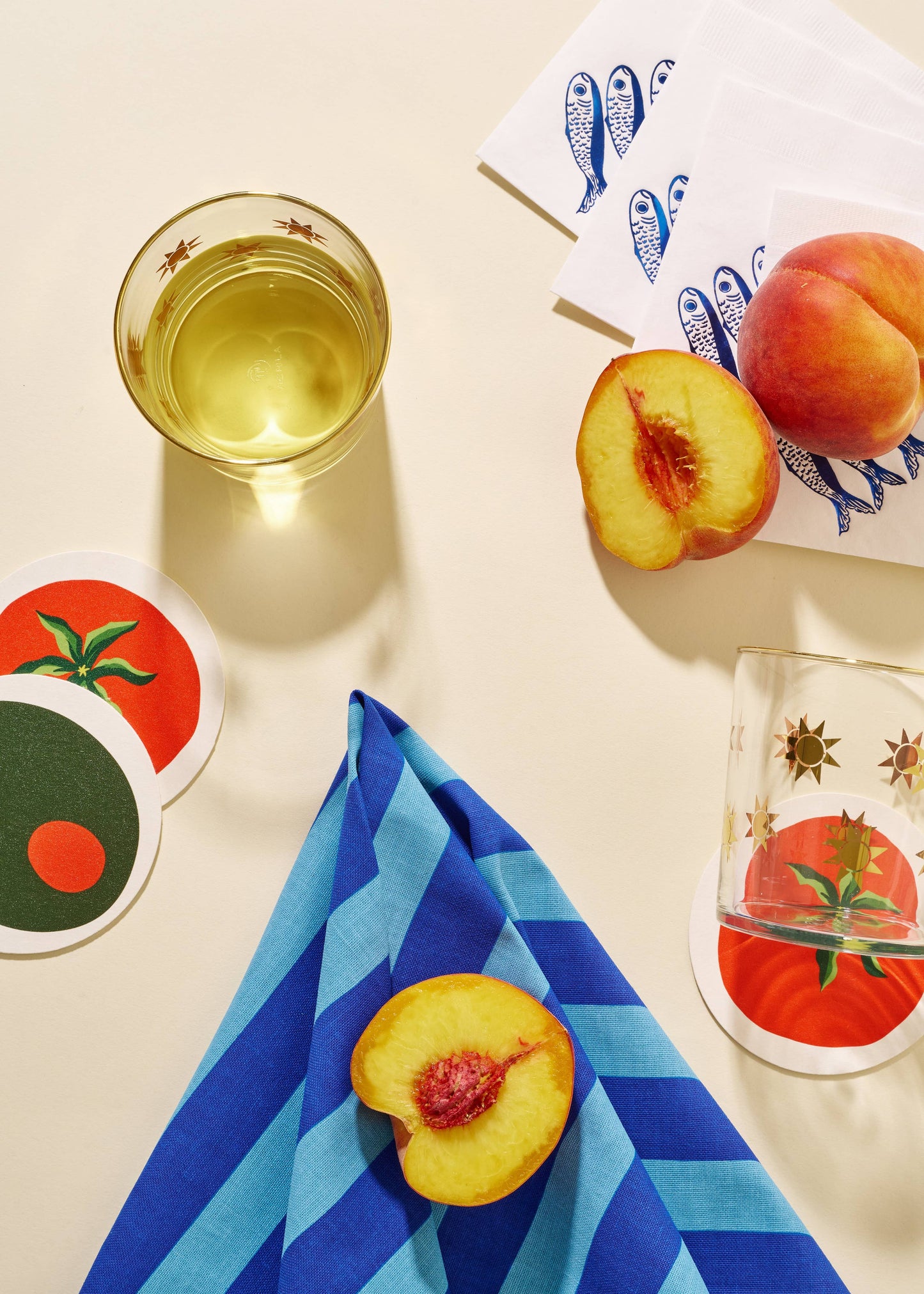 Ecofriendly coasters used at an outdoor summer event.