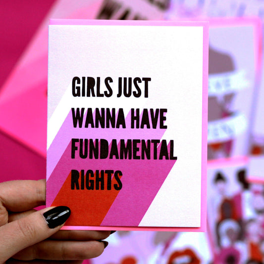 Close up of feminist design on the "Empowering Feminist Rights Card"