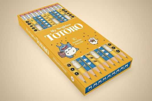 A box of My Neighbor Totoro themed graphite pencils with character illustrations on the packaging.