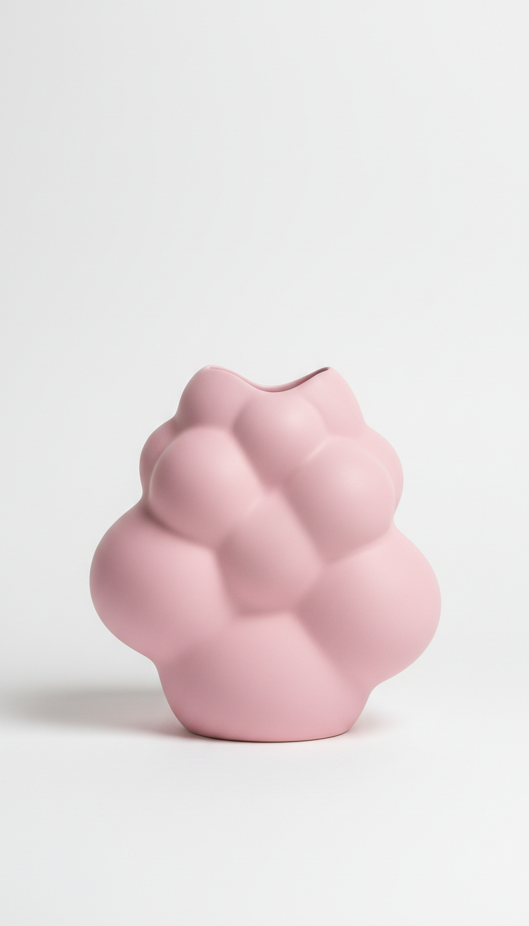 Bubblegum Pink Sculptural Ceramic Vase