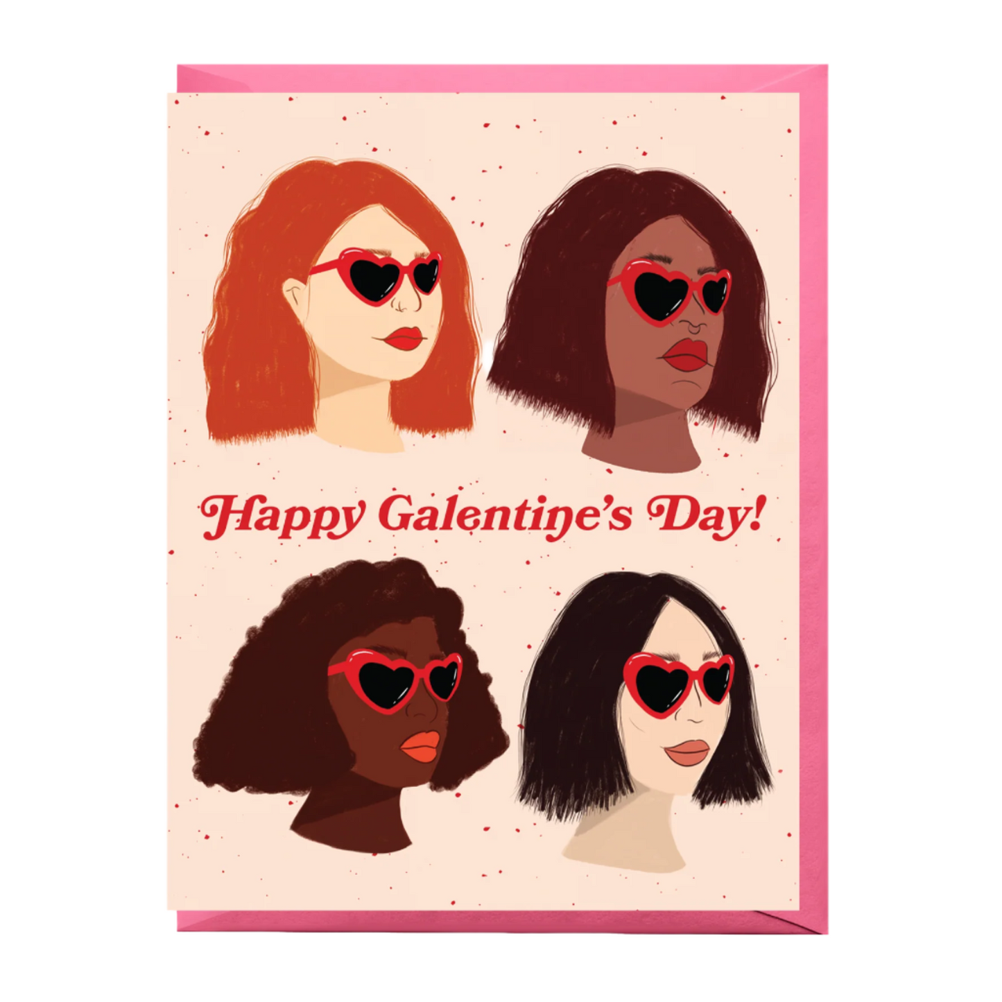 Galentine’s Day card featuring diverse group of supportive women