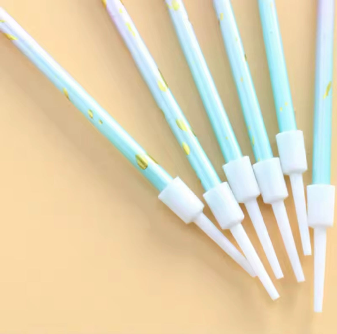 Pastel & Gold Dot Celebration Candles – 6-Pack