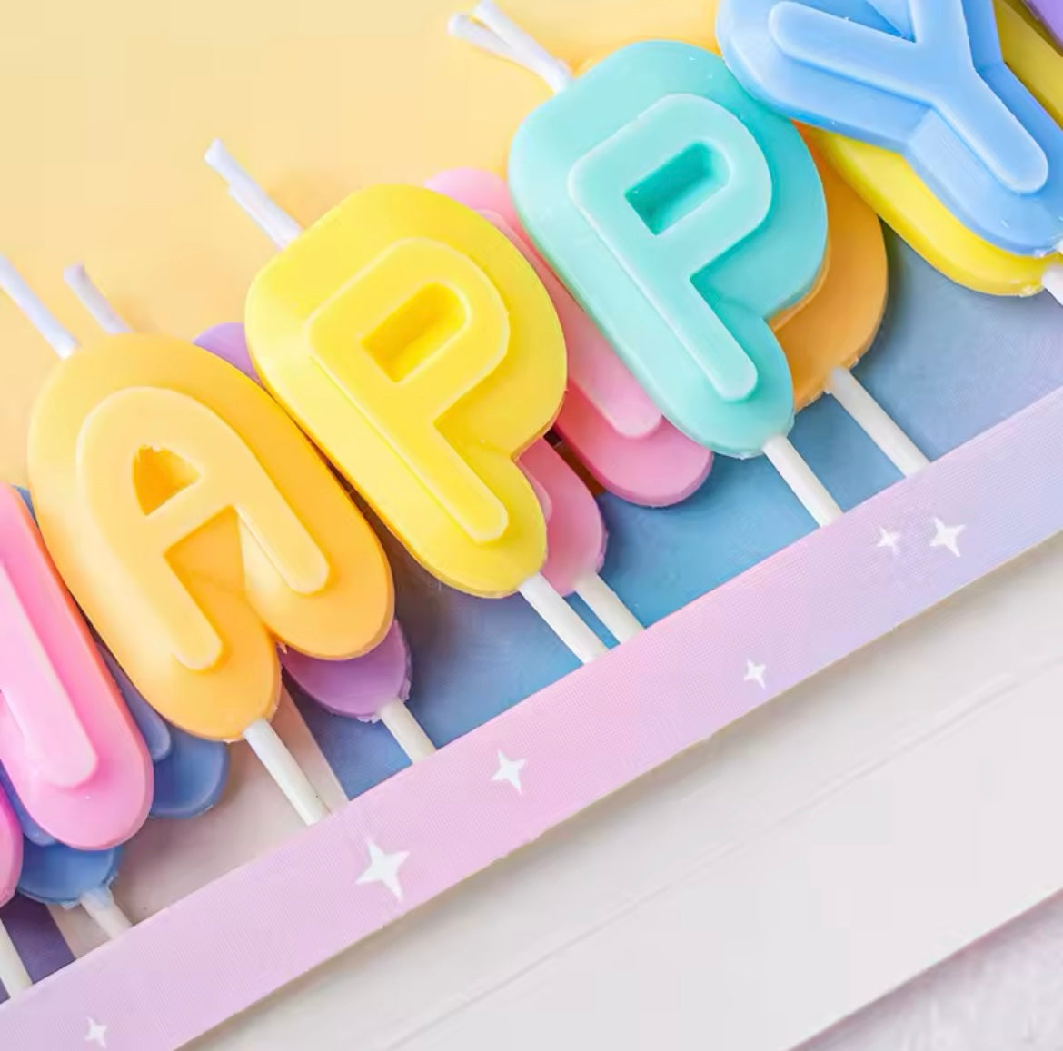 Close up view of the Happy Birthday Bubble Letters