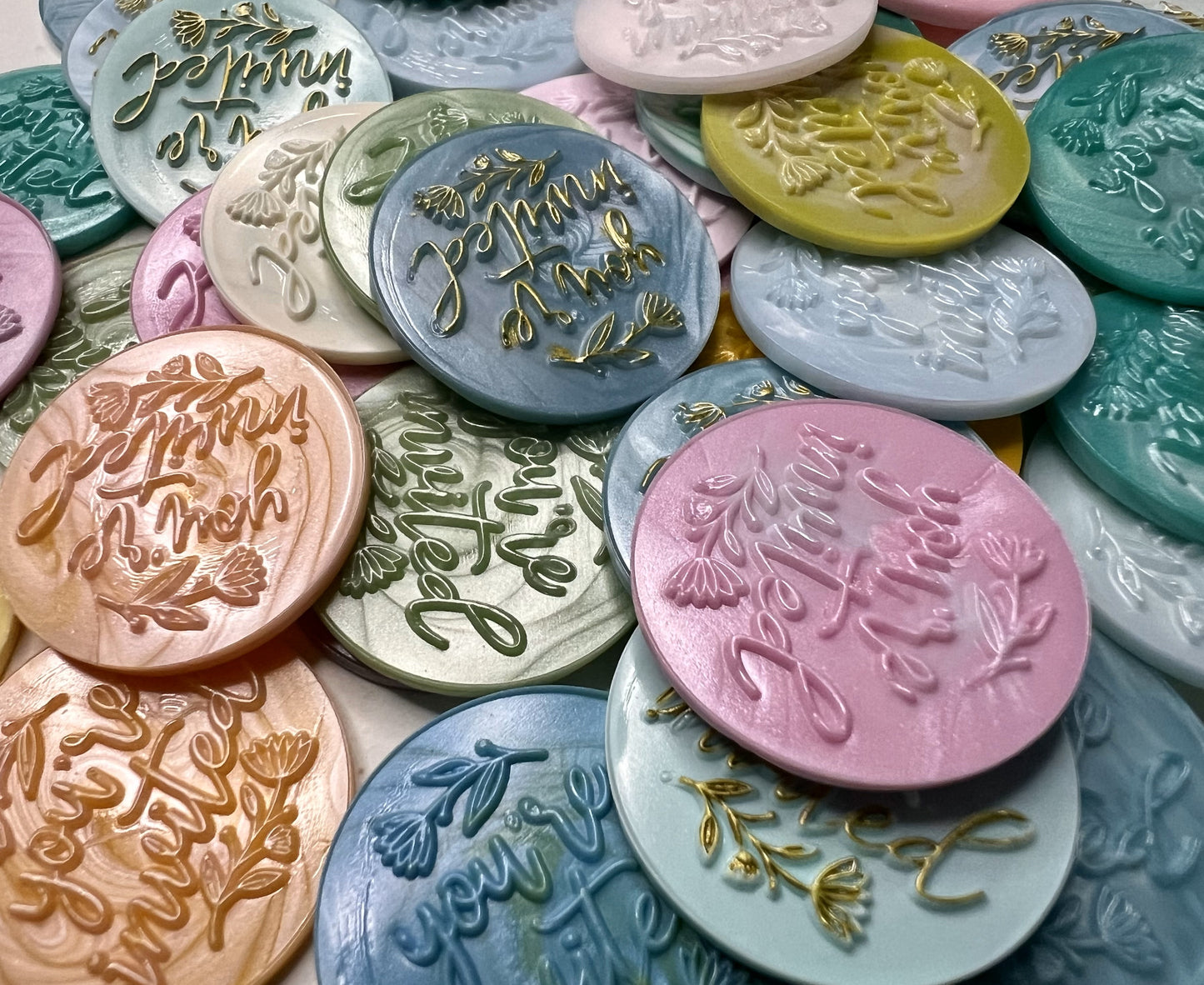 Elegant wax seal stickers featuring “You’re Invited” for stylish, mess-free mailing.