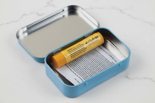 The interior view if the stash tin, showing its size