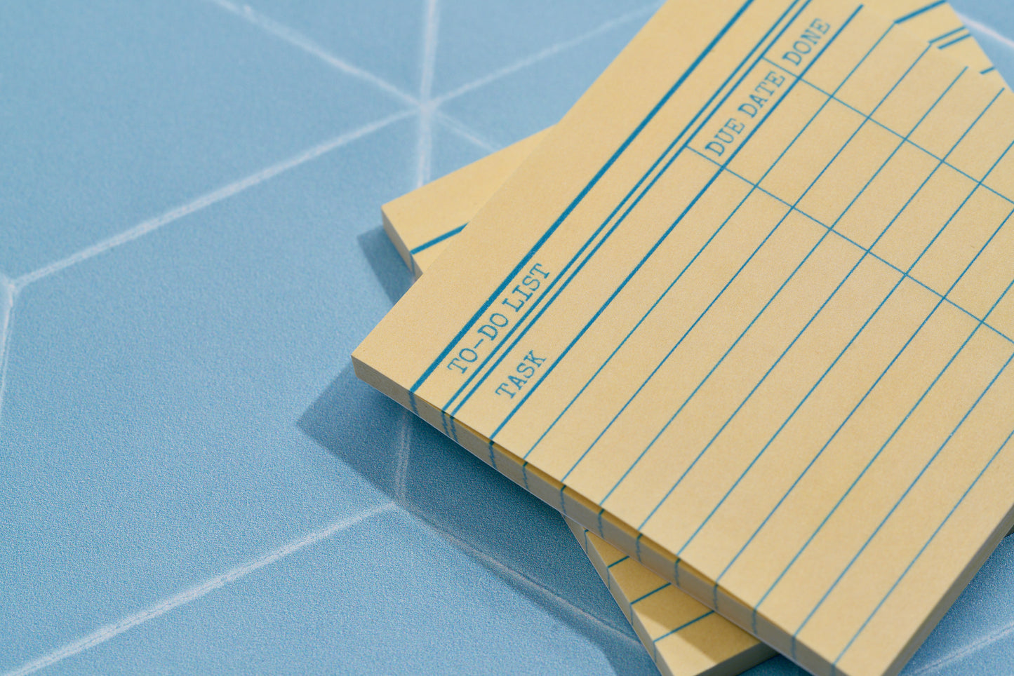 Close up of Library Post-Its with custom designs for marking True Crime books or leaving notes.