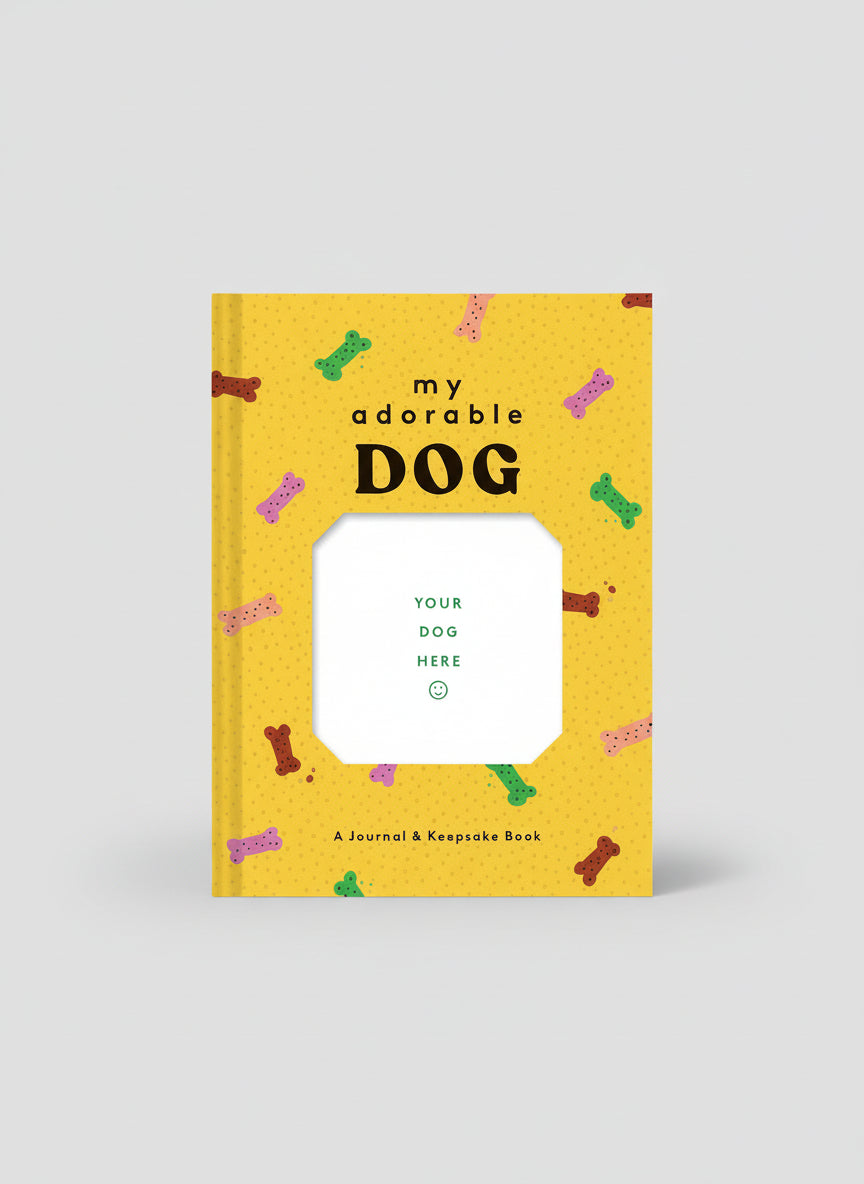 Cover of My Adorable Dog journal featuring colorful illustrations and playful lettering