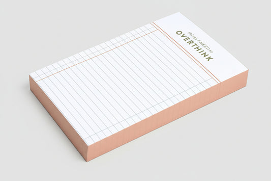 Grid notepad with 'things I Need to Overthink' statement on a white background