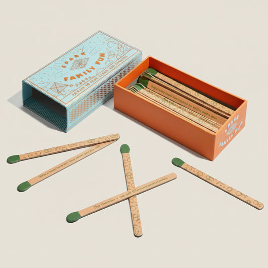 Spark Family Fun Matches and matchbox on a white background