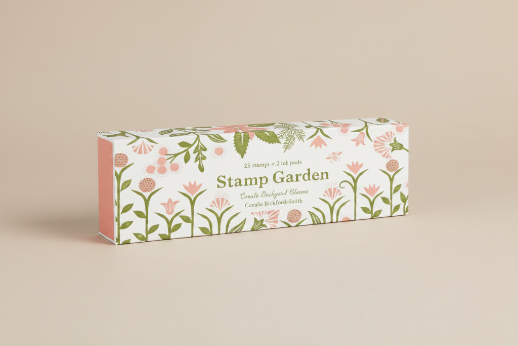 Close-up of Stamp Garden box designed by Coralie Bickford-Smith with floral details