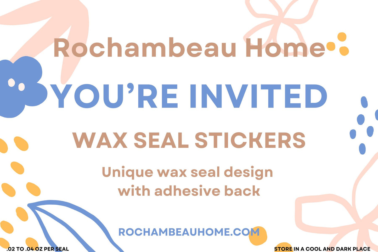 Close up view of the label for the You're Invited wax seal stickers