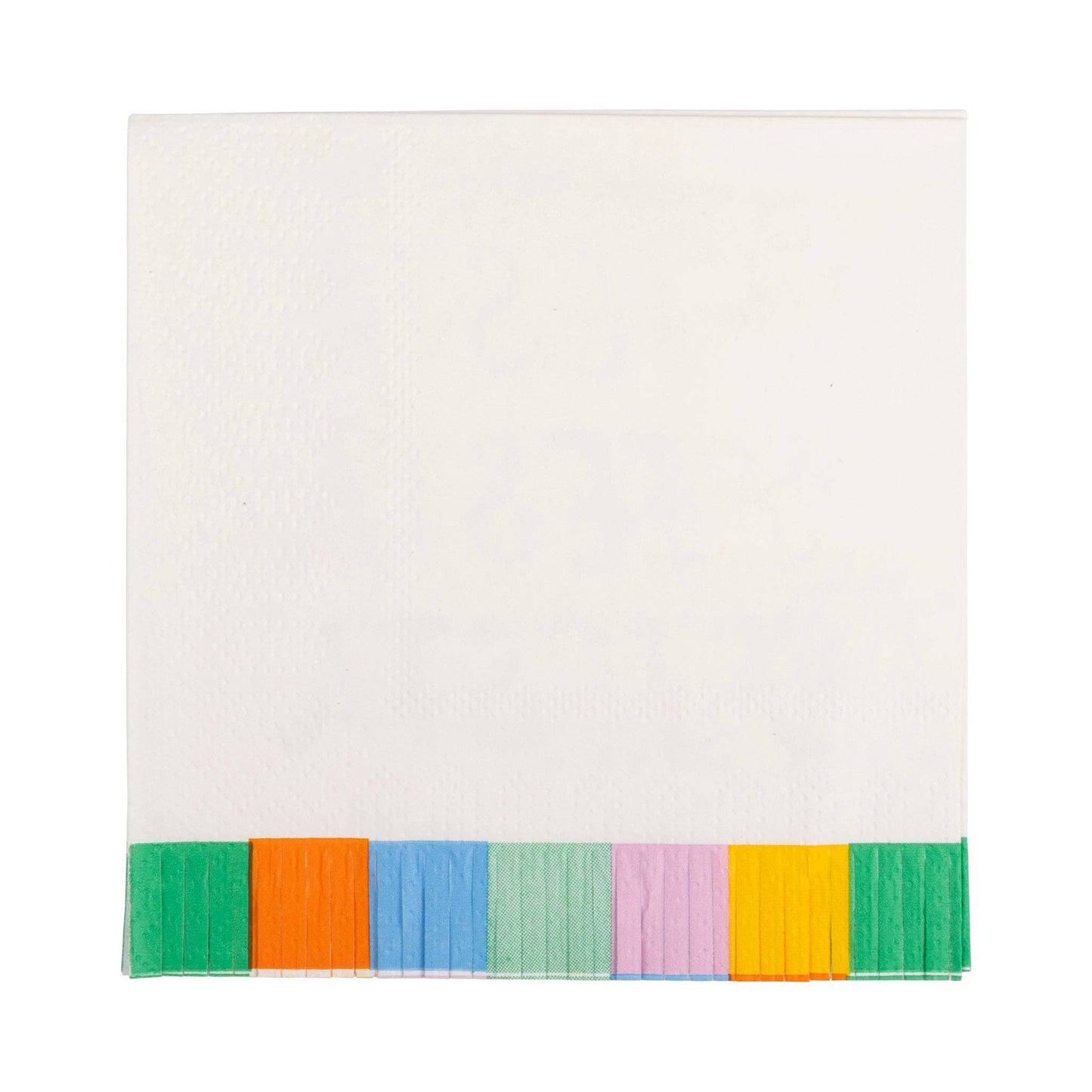 Back of the Vibrant fringed cocktail napkins for fiesta-themed parties