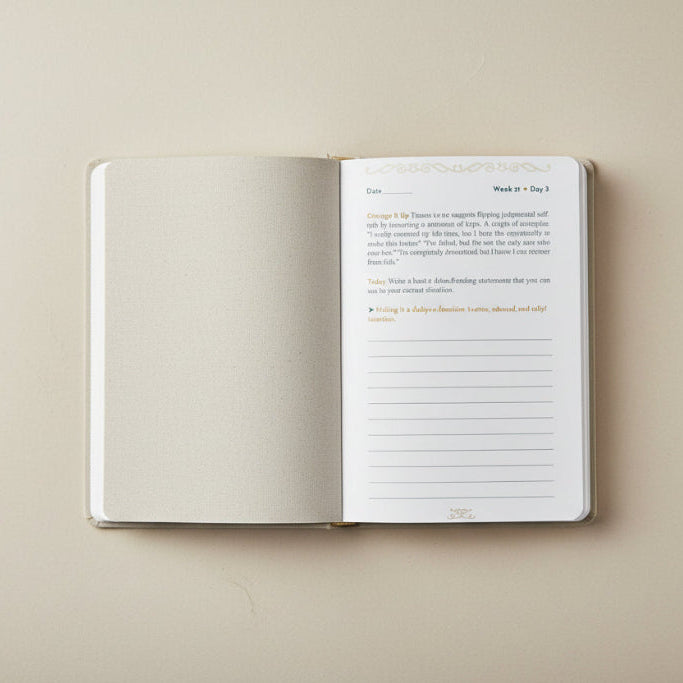 A page from 'Five Minutes to Resilience Journal' with text and lined sections.