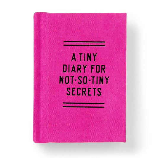 Pink diary with black text on a white background