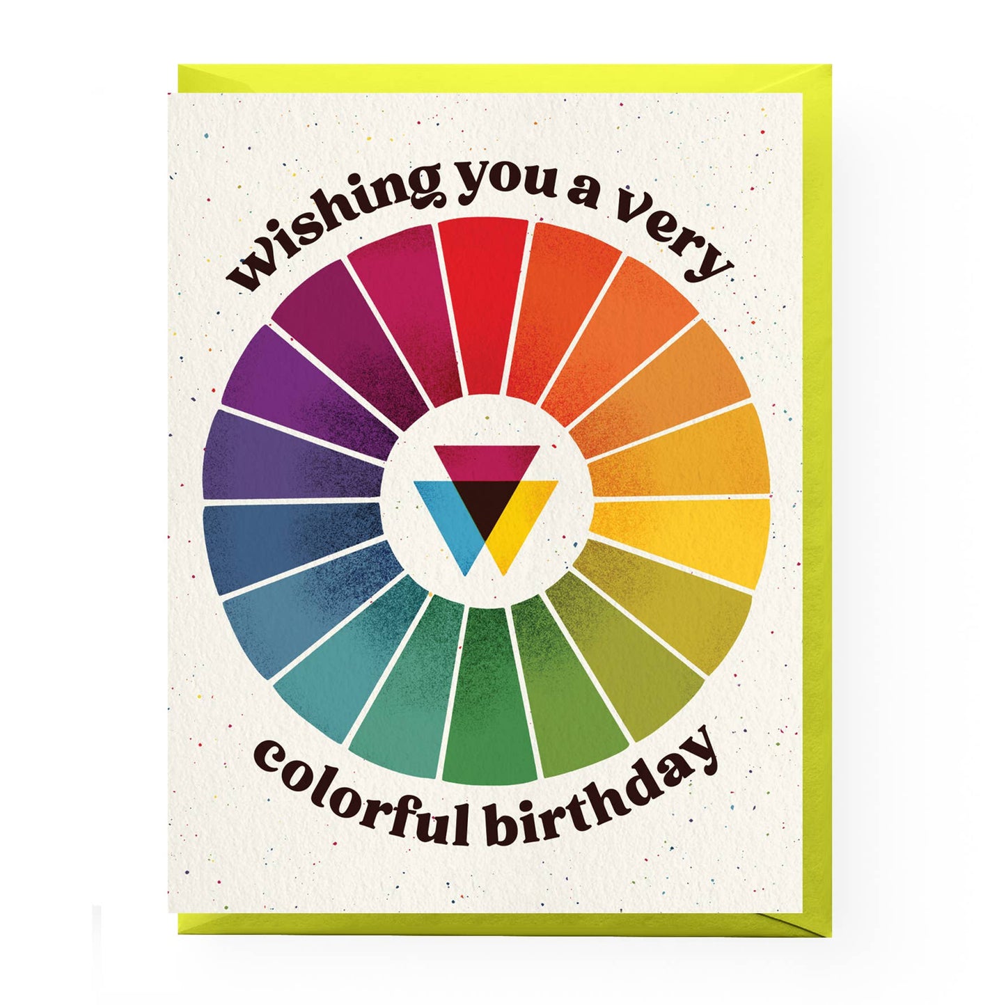 Close up of the vibrant color wheel on the "Vibrant Color Wheel Happy Birthday Card" and envelope.