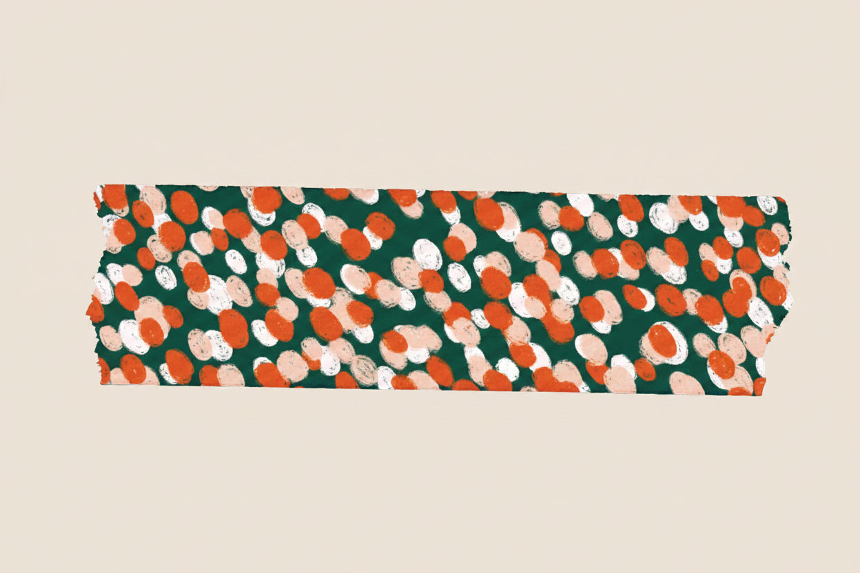 Close up view of a strip of the colorful confetti washi craft tape