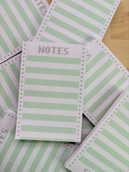 Close up of Retro Dot Matrix Notepad with a Vintage Design