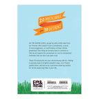 Back cover of a product packaging with text and branding on a light blue background