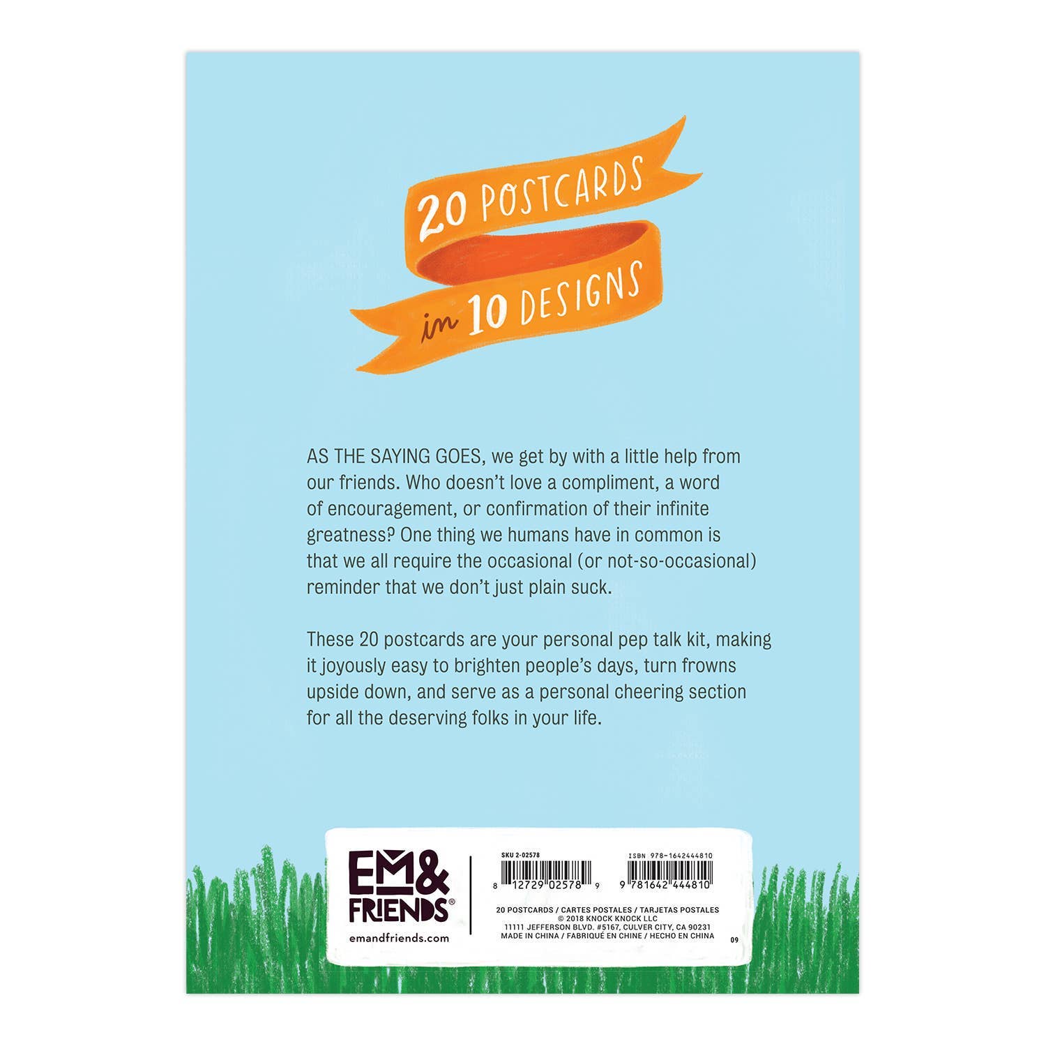 Back cover of a product packaging with text and branding on a light blue background