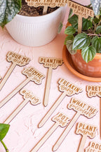 Wooden plant markers with Sassy Sayings for indoor plants and gardens