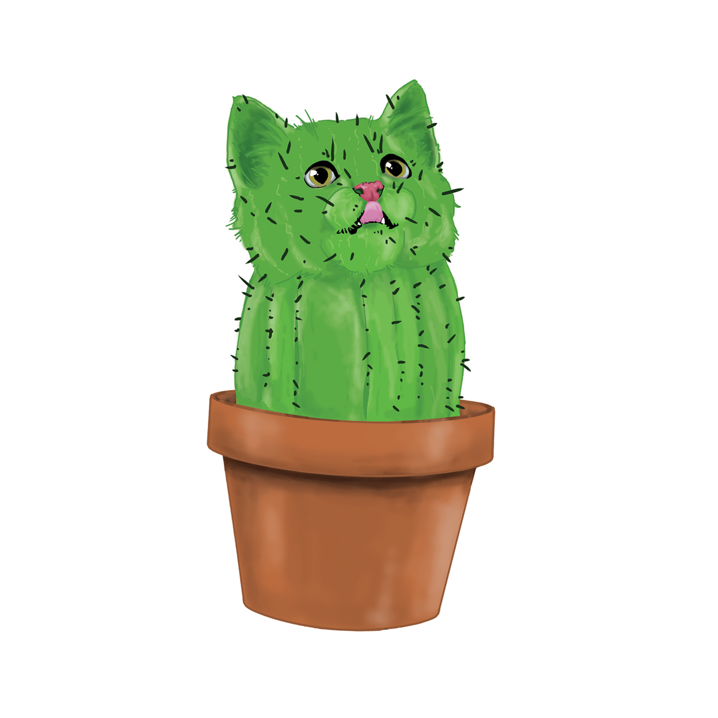 Purrfectly Prickly Cat & Cactus Sticker – Cute Vinyl Decal for Cat and Plant Lovers, Whimsical Design