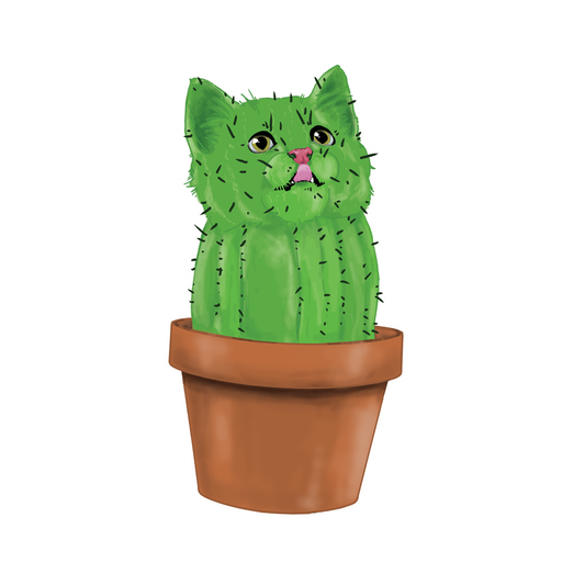 Purrfectly Prickly Cat & Cactus Sticker – Cute Vinyl Decal for Cat and Plant Lovers, Whimsical Design