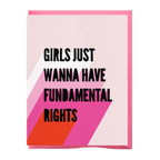 Bold feminist design on the "Empowering Feminist Rights Card"