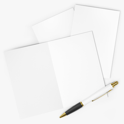 Close up of card unfolded with blank interior. 