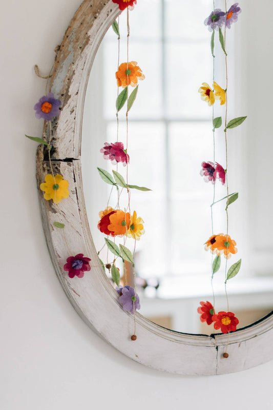 Up close view of the Valance styled on a mirror