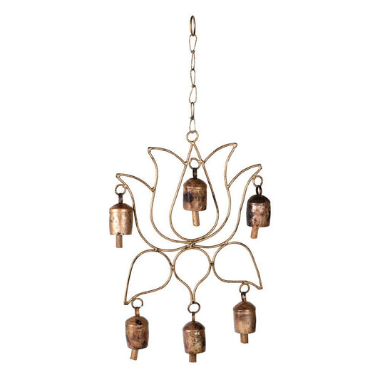 Artisan-made lotus chime can be styled on a patio