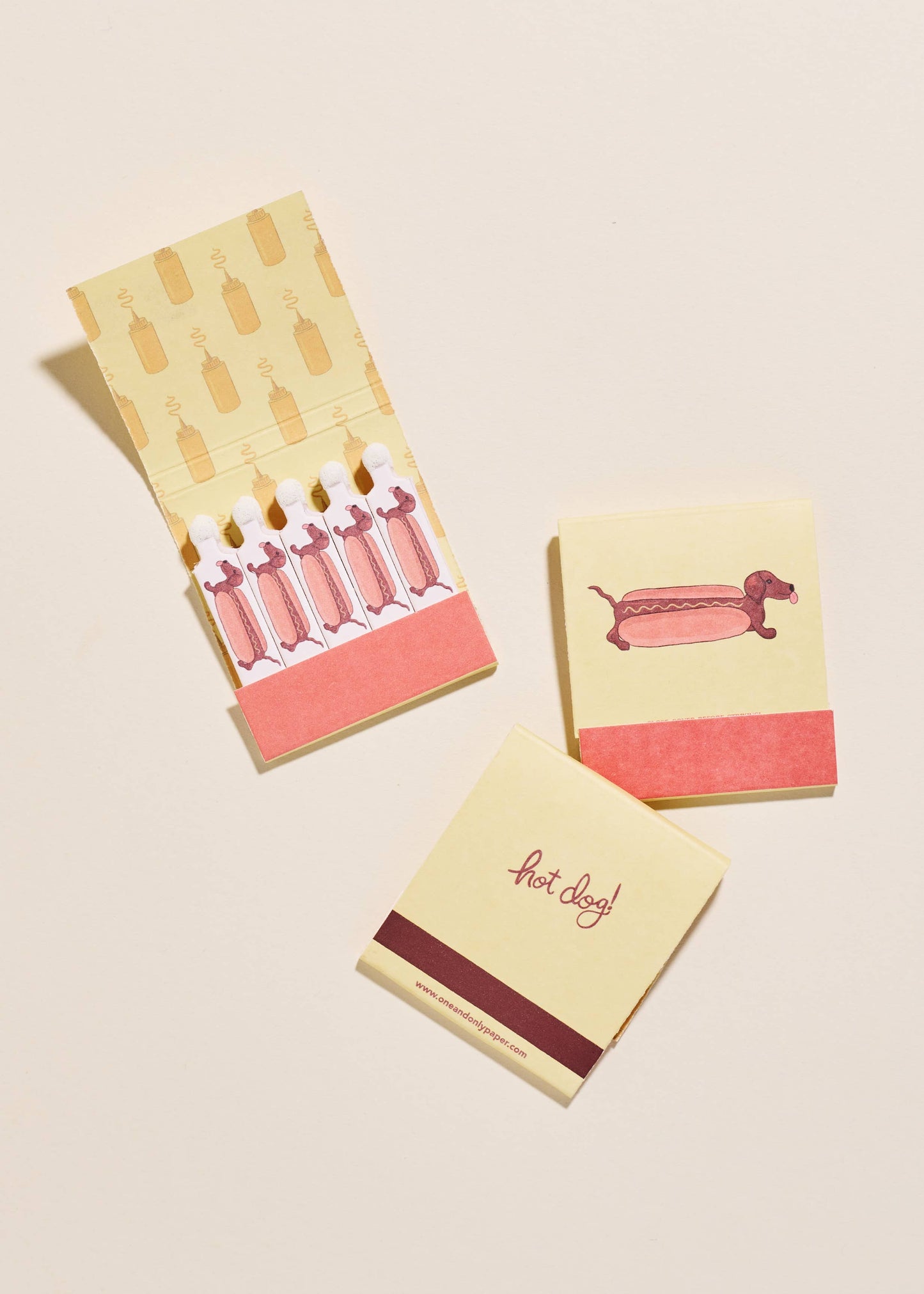 Wiener Hot Dog Matchbook - Set of 10 Fun Printed Matchbooks with Adorable Dachshund Design