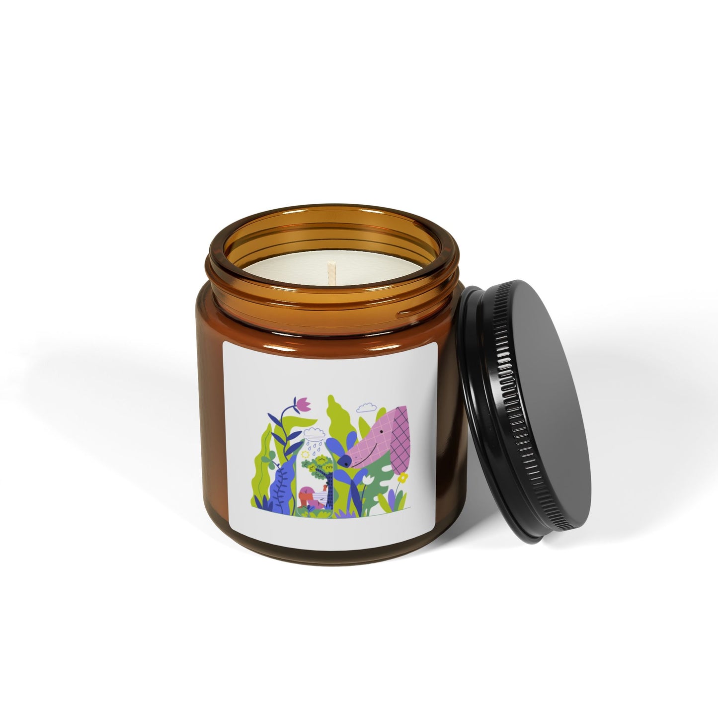 Botanical Sanctuary Scented Soy Candle – Eco-Friendly Amber Jar for Self-Love & Relaxation