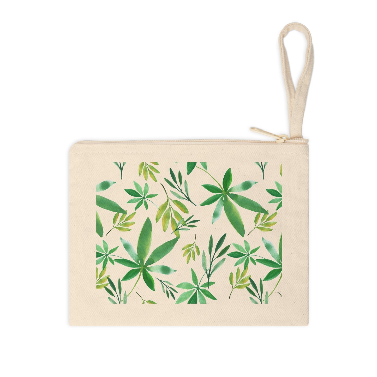 Eco-Friendly Cannabis Botanical Print Zipper Pouch - Stylish Accessory for Cannabis Enthusiasts