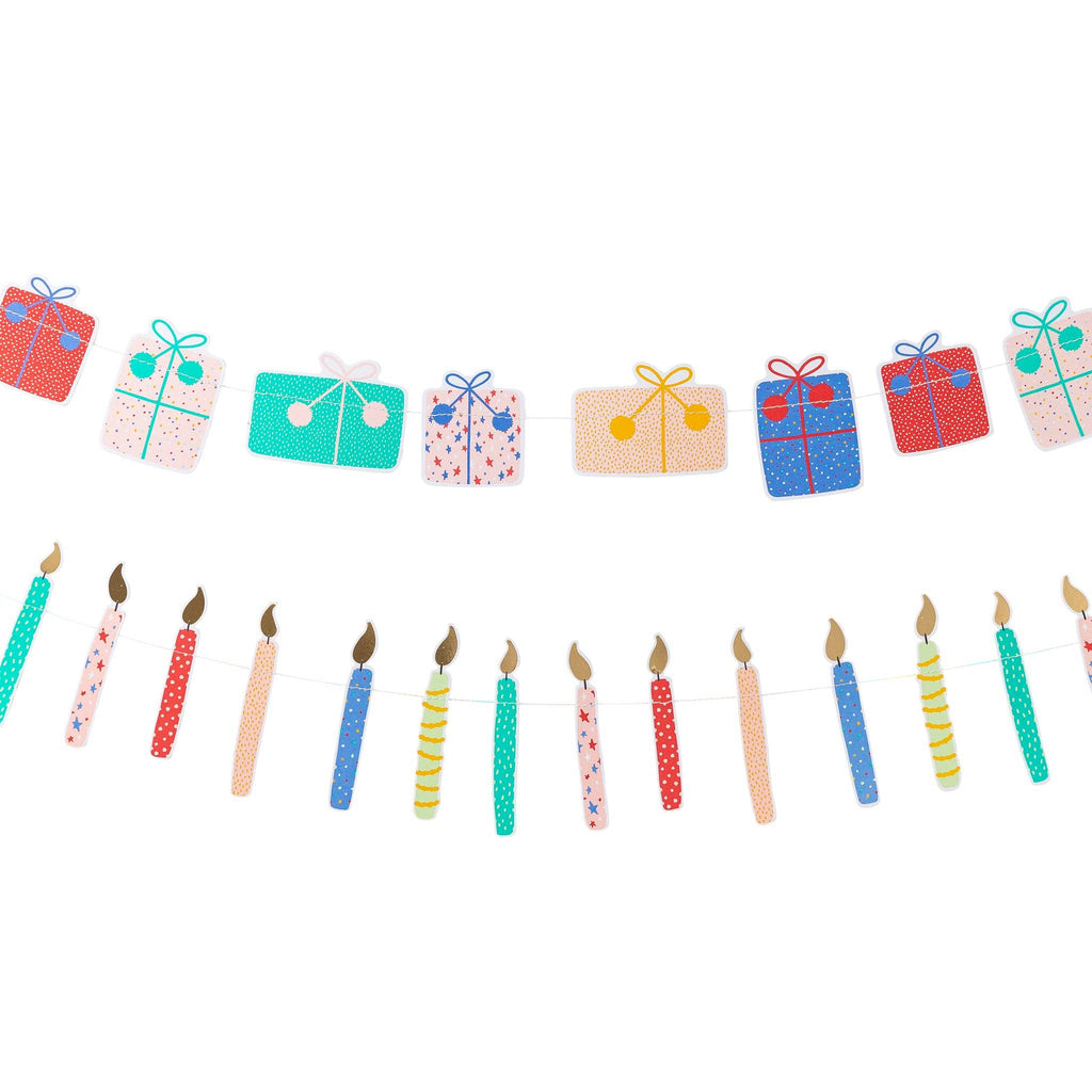 Whimsical Present and Bright Candle Banners with Gold Foil Accents