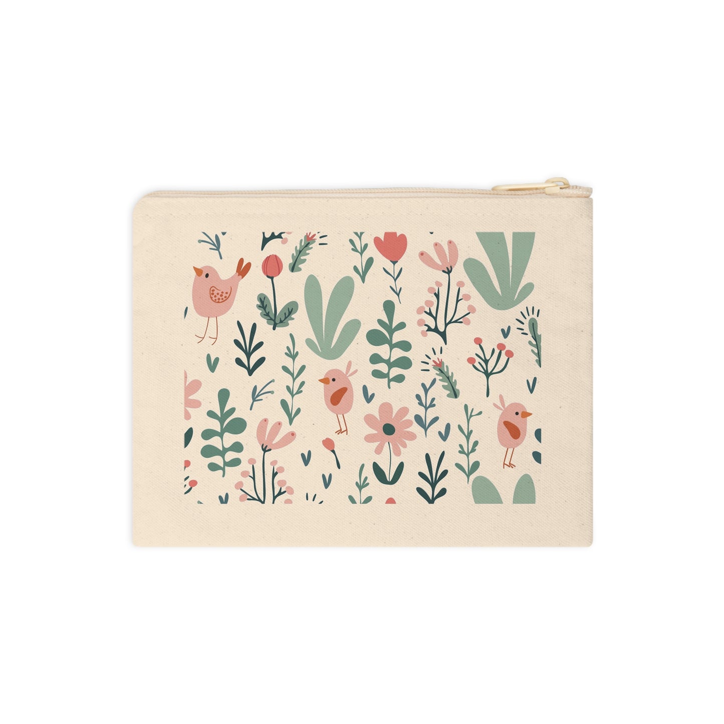 Botanical Birds Zipper Pouch - Eco-Friendly Organizer for Makeup, Stationery & Everyday Essentials