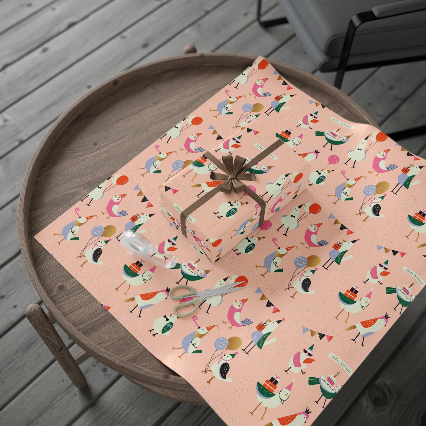 Playful Bird-Themed Birthday Wrapping Paper – Whimsical Gift Wrap for Celebrations